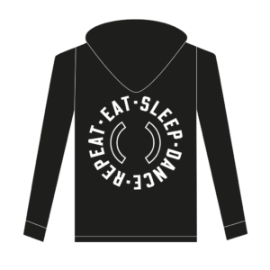 schwarzer Oversized Hoody mit Tanztage-Logo 