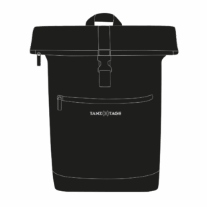 schwarzer Rucksack mit TANZtage Logo